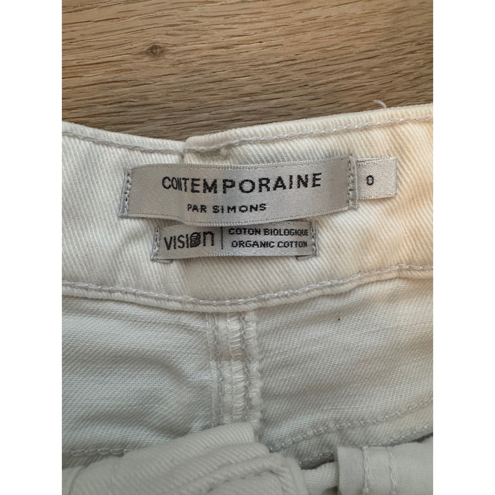 Contemporaine par Simons Organic Cotton Denim Jorts Shorts Cream White Size 0 - Picture 4 of 10